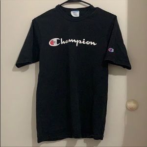 Black champion shirt.